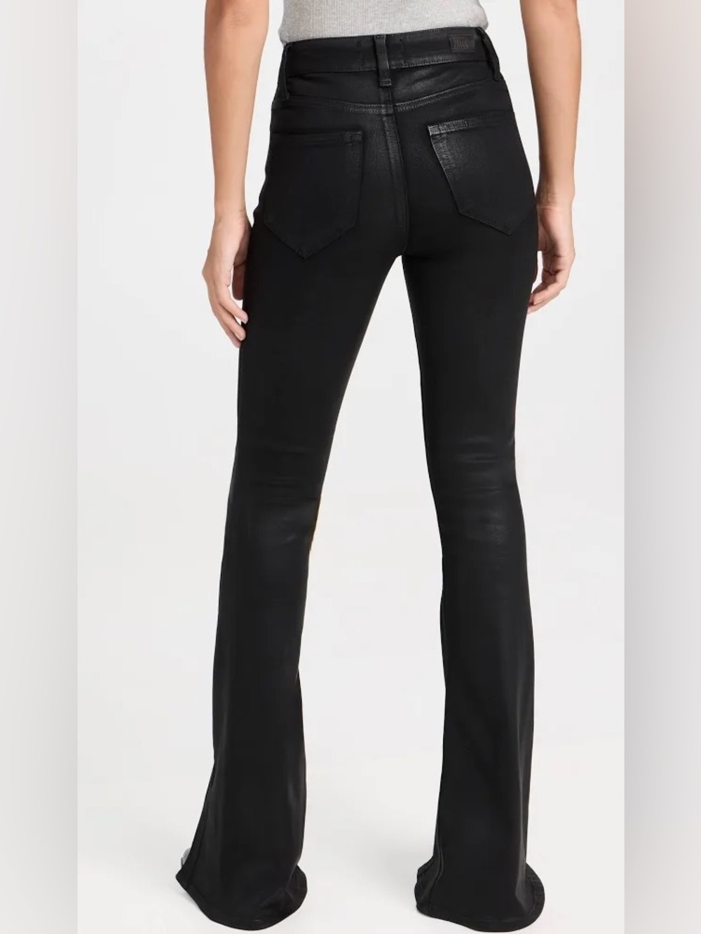 PAIGE Black High Rise Coated Flare Jeans NWT Waist 36 - Picture 7 of 14